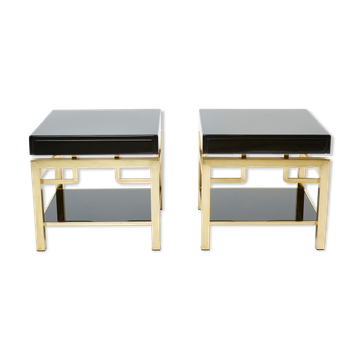 Pair of brass lacquer sofa pieces Guy Lefevre House Jansen 1970