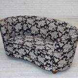1960s, Danish 2-seater "Banan" sofa, black-white fabric, beech wood.
