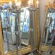 Paire de lampadaires torchères en métal chromé, vers 1970, 8 feux, 160 cm
