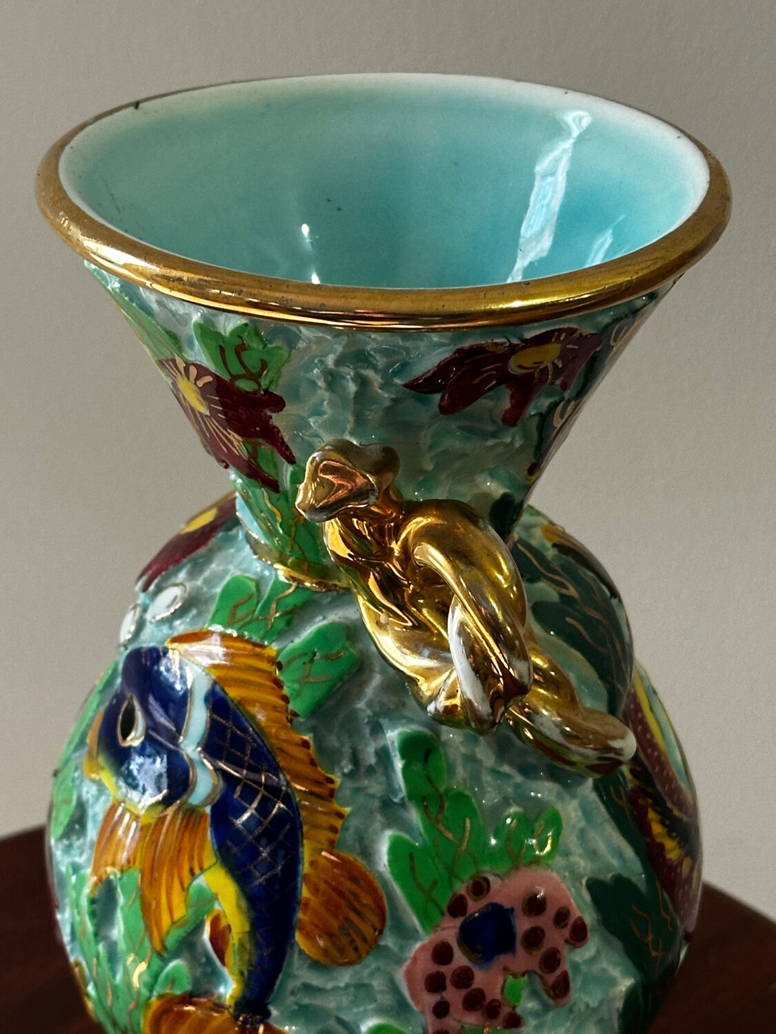 Cerdazur Monaco vase in ceramic with fish decoration