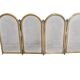 Vintage brass fireplace screen, folding spark guard with 4 panels,