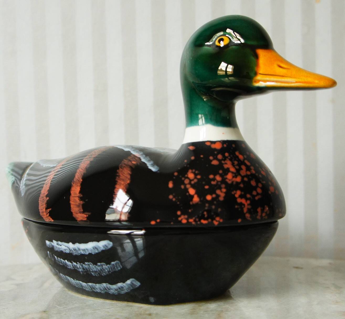 Michel Cougant, hand-painted zoomorphic ceramic