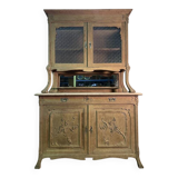 Two-body sideboard in solid oak, Art Nouveau period