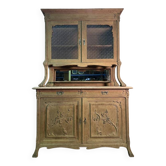 Two-body sideboard in solid oak, Art Nouveau period
