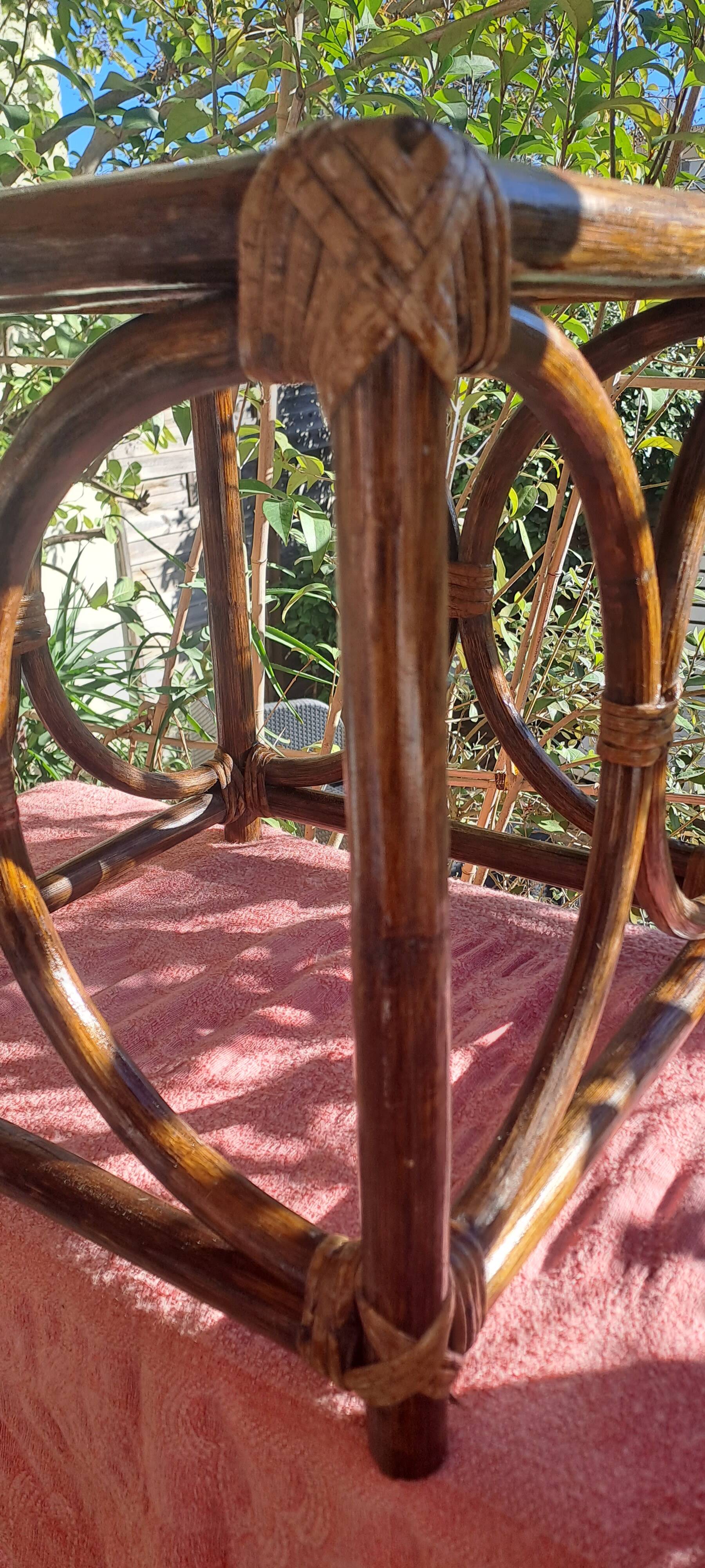 Glazed honey-colored bamboo coffee table Pier Import 1980