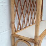 Bookcase shelf in bamboo and vintage rattan