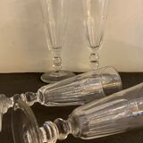 6 antique champagne flutes with cut sides