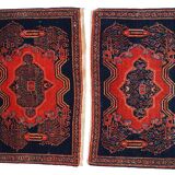 Paire de tapis antiques faits main Senneh persans 52cm x 80cm (1900s)