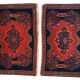 Paire de tapis antiques faits main Senneh persans 52cm x 80cm (1900s)