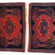 Paire de tapis antiques faits main Senneh persans 52cm x 80cm (années 1900)