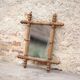 Wooden bamboo imitation mirror, antique mirror, hanging mirror, interior decor, mirror