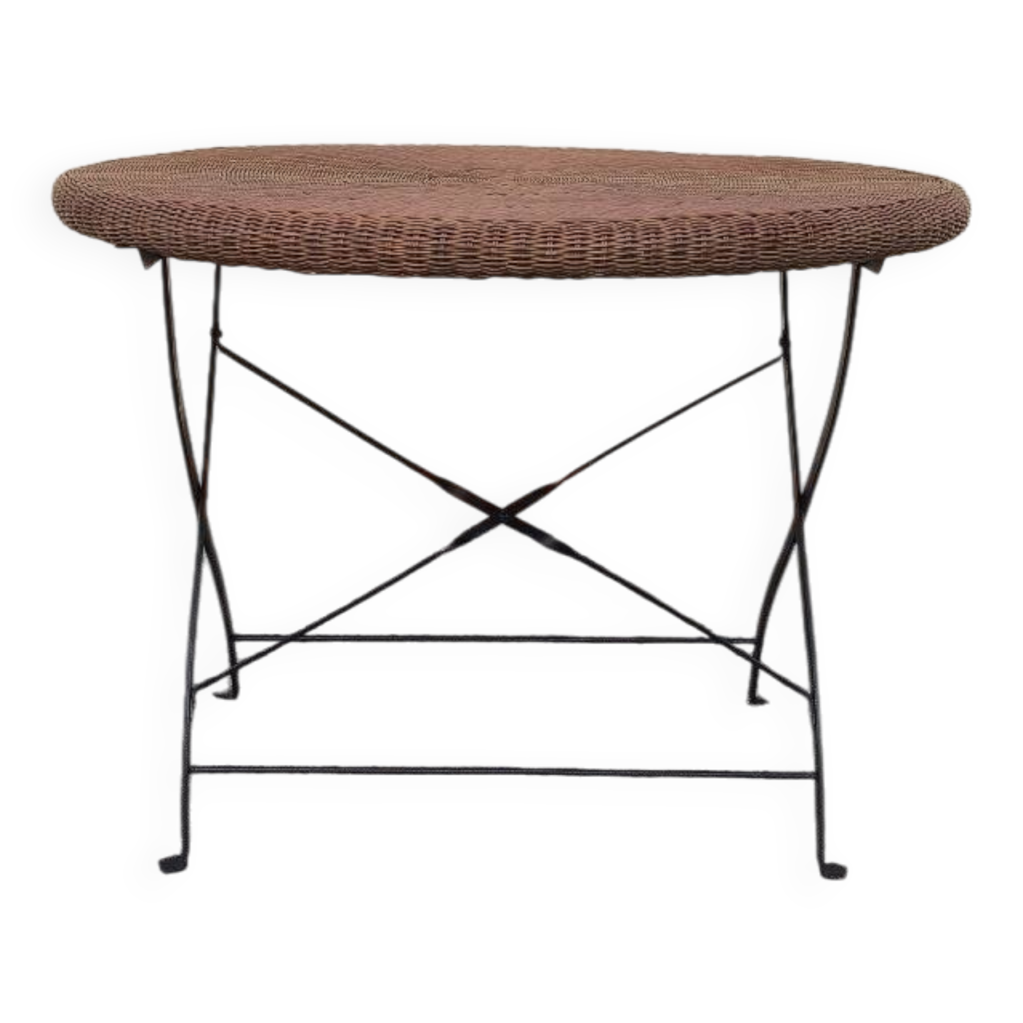 Wicker and wrought iron table 1960