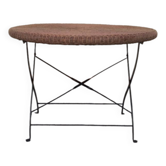 Table en osier et fer forgé 1960