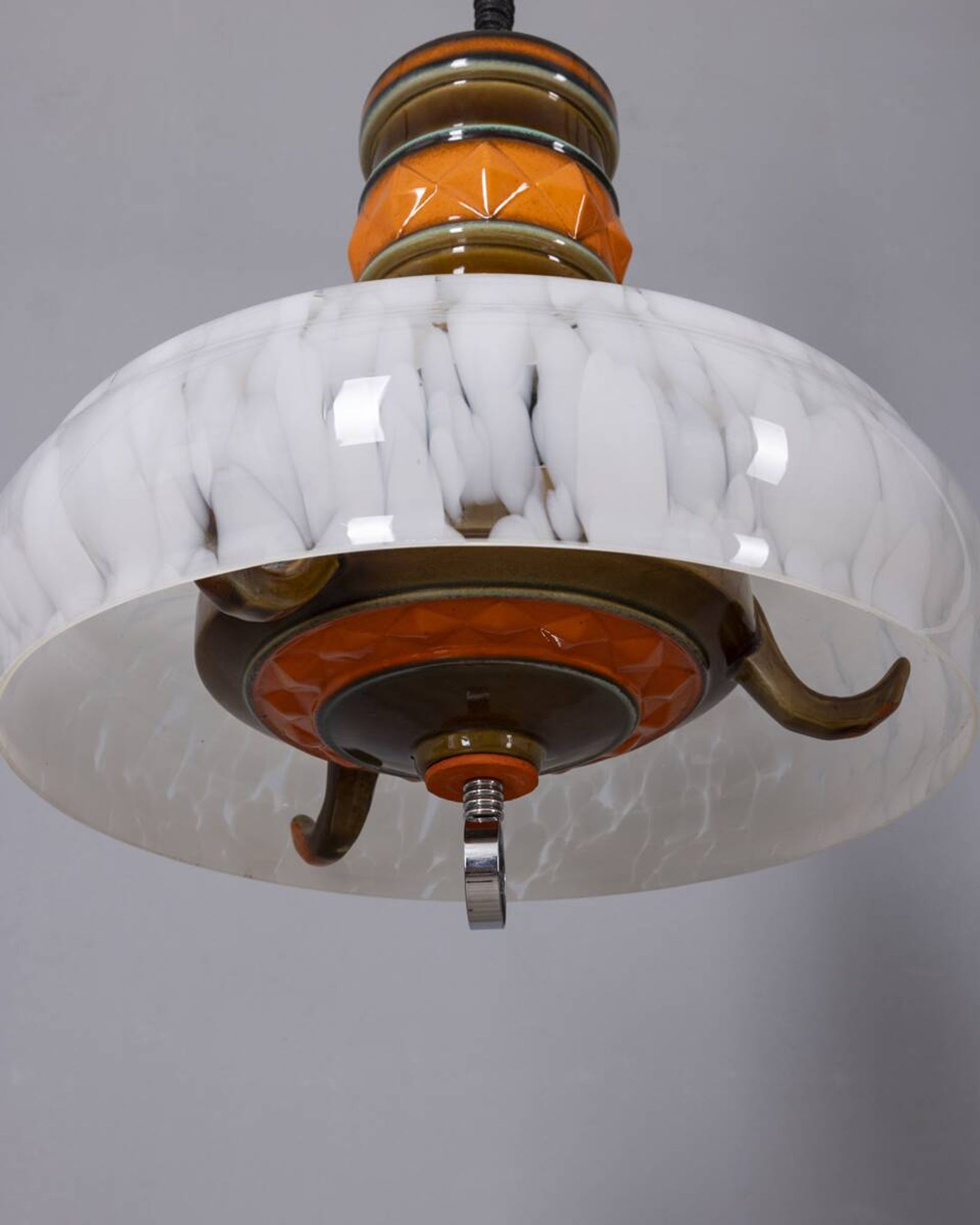 Vintage 1960s Italian design ceramic and glass chandelier