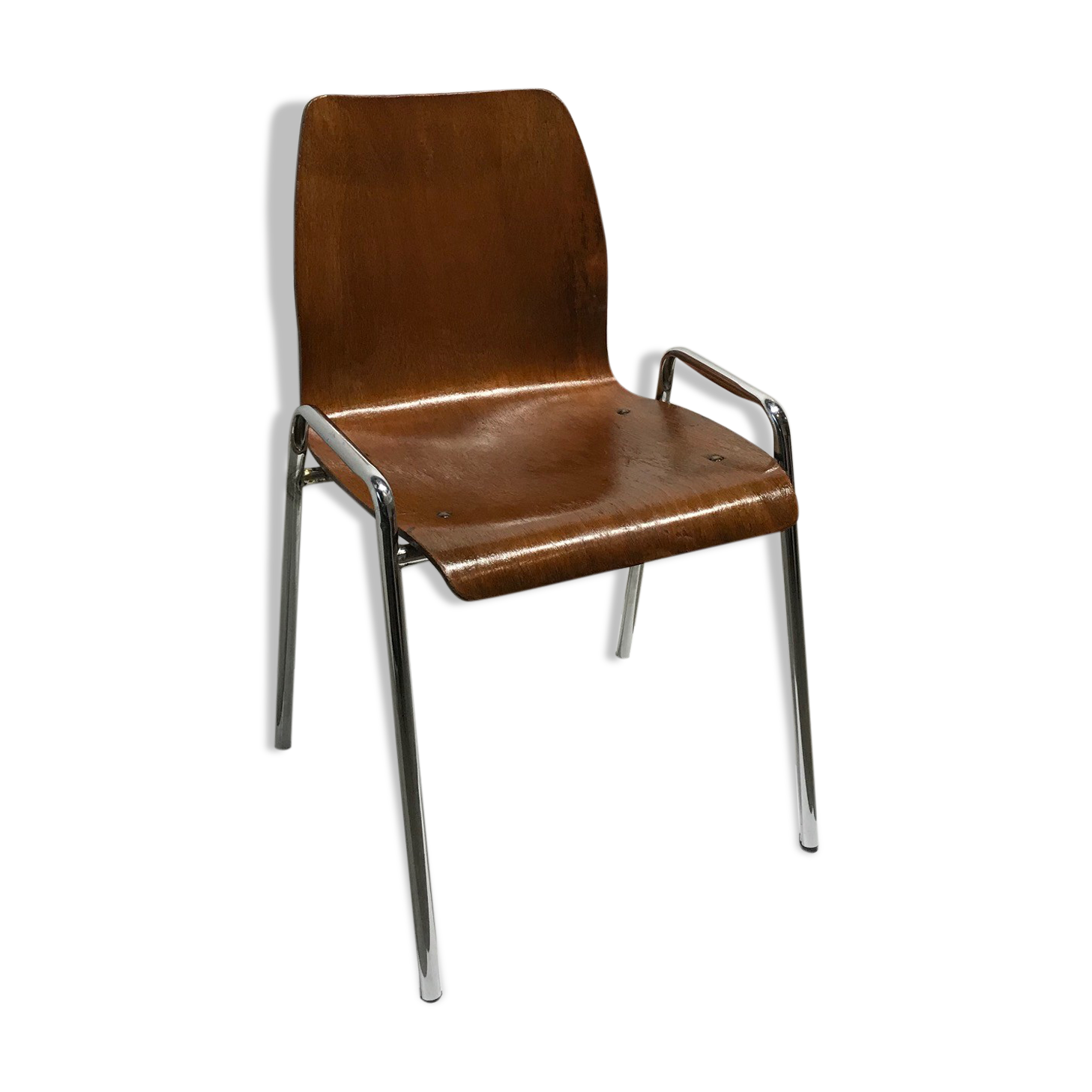 195s0 chrome and curved wooden chair