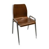 195s0 chrome and curved wooden chair