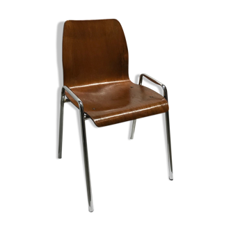 195s0 chrome and curved wooden chair