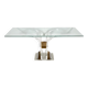 Console table by Charles Hollis Jones in lucite, brass, and glass, 1970.