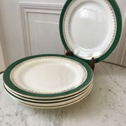 set of 6 flat plates Digoin Sarreguemines model "Martine" green and golden 50s
