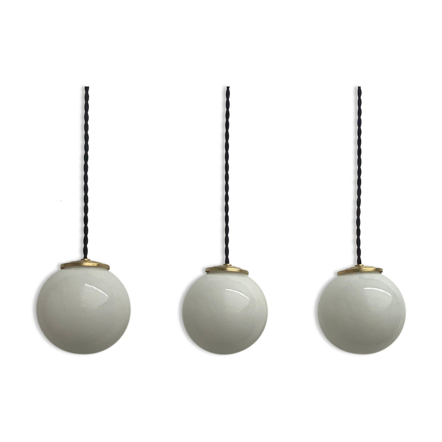 Lot 3 vintage opaline hanging lamps