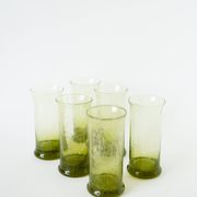 Ensemble de 6 verres en verre bullé de Biot Long Drink, vert, 1960
