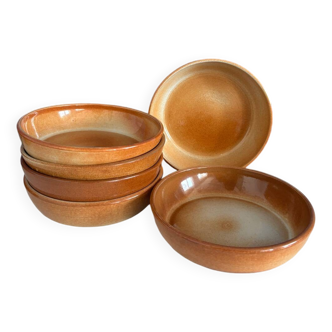 Montgolfier stoneware soup plate set with rims made in France vintage - varnished stoneware