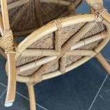 Vintage round rattan and bamboo salon table