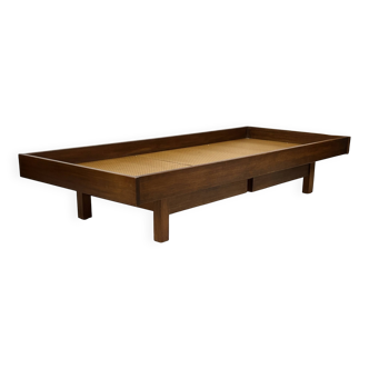 Lit de repos vintage avec tiroirs des années 1960 en teck au design minimaliste
