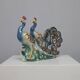Italian Ceramic Sculpture with two Peacocks, 1960s hand-painted