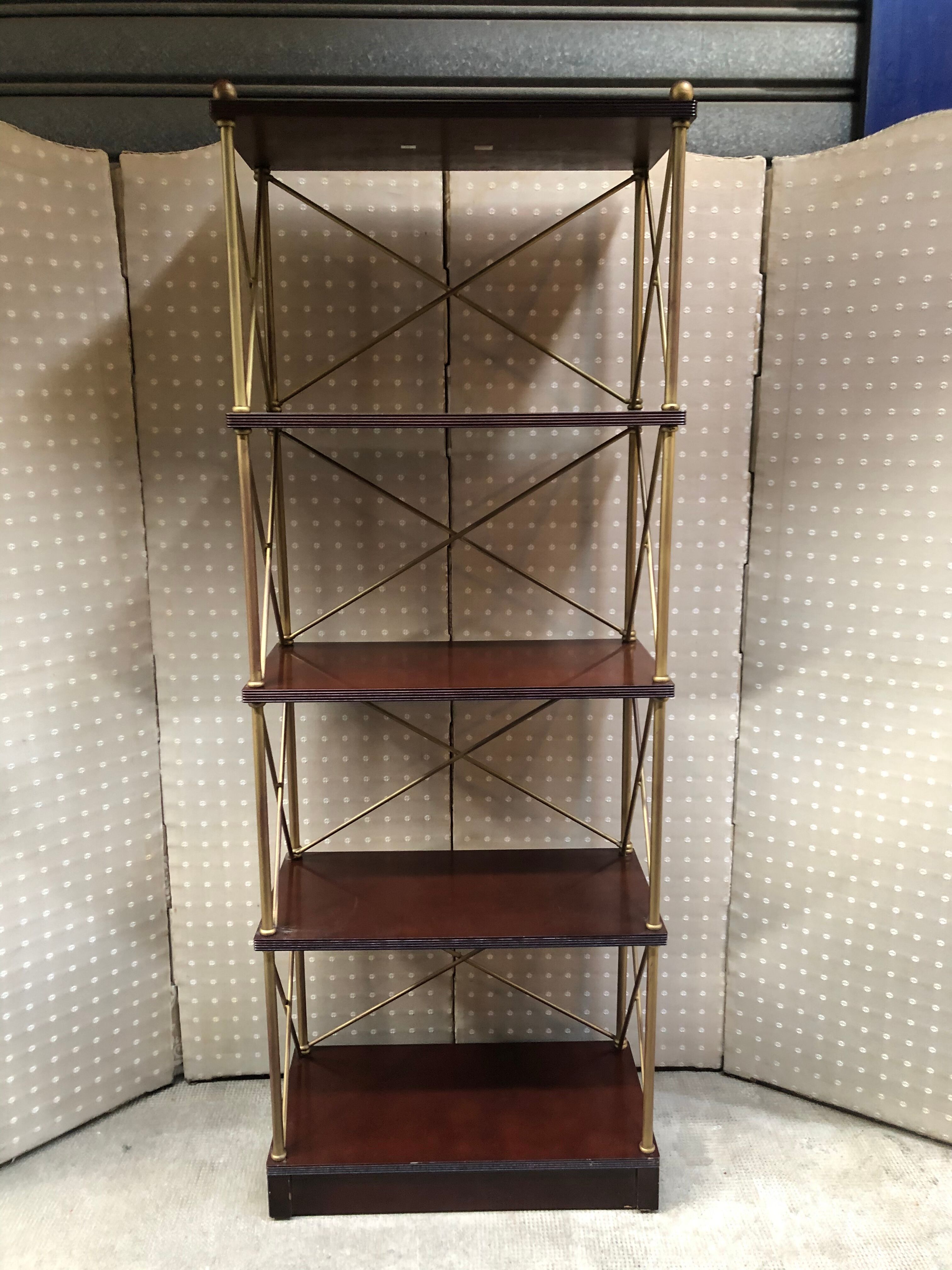 Mahogany and gold metal shelf