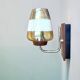 Danish modern teak and amber glass wall sconce, 1960s