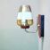 Danish modern teak and amber glass wall sconce, 1960s