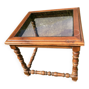 Table basse en chêne, - verre