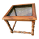 Table basse en chêne, plateau en verre fumé