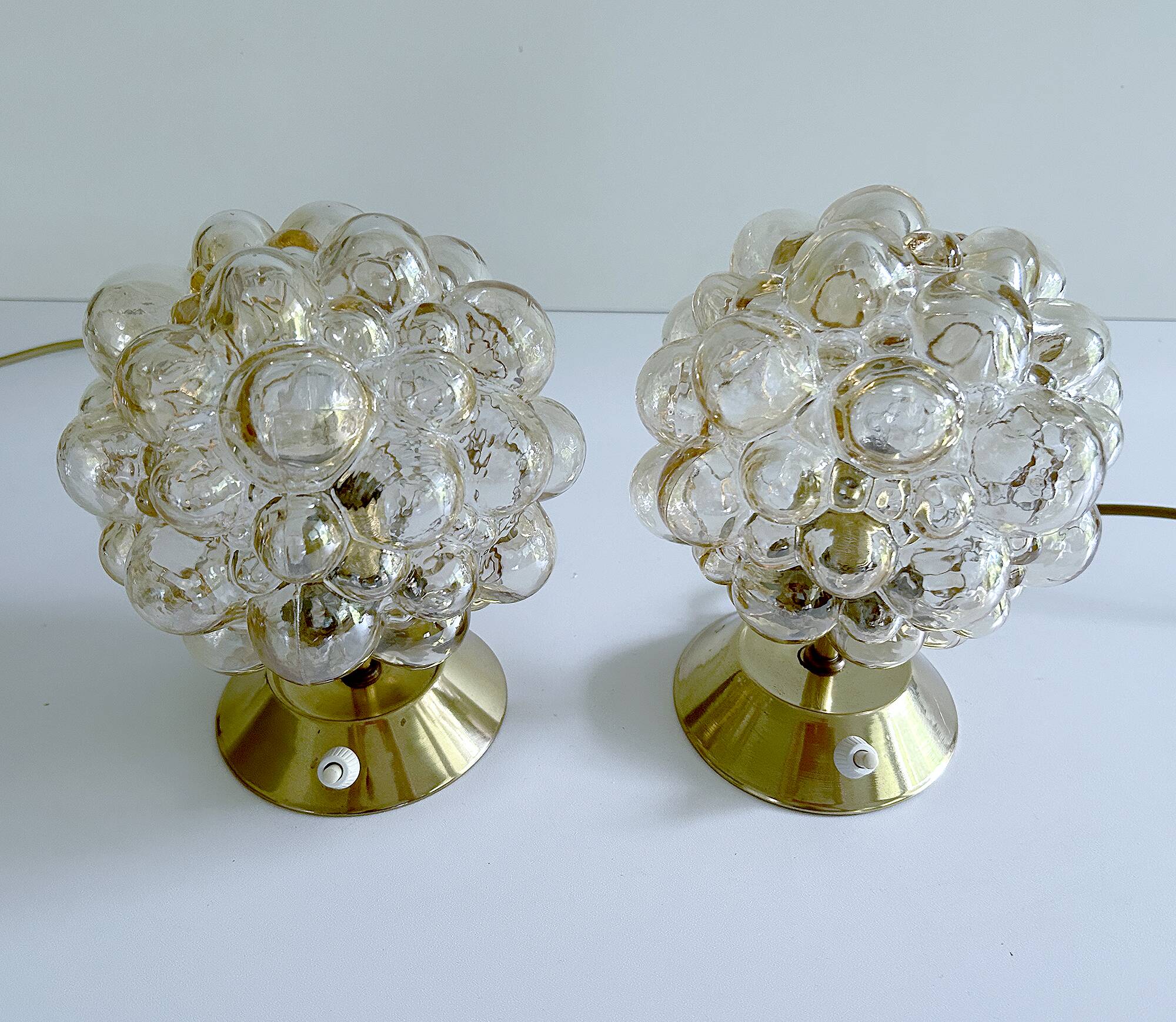 Pair of Limburg Bubble Glass Lamps