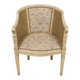 Gondola armchair in Louis XVI style, carved wood with a cream patina.