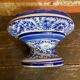 Fruit Bowl White Ceramic Vintage Blue Decor #D552