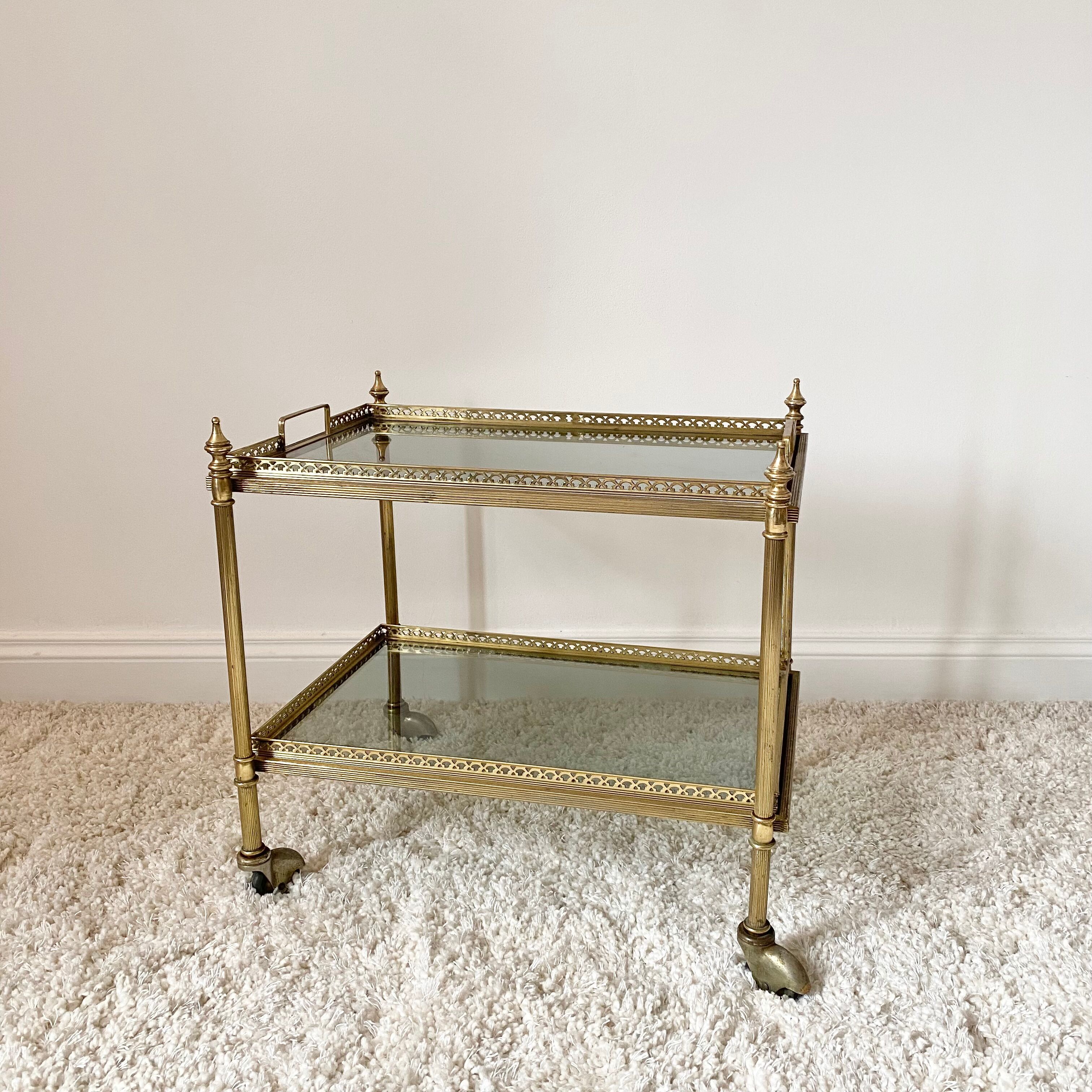 Brass and smoked glass dessert 60s