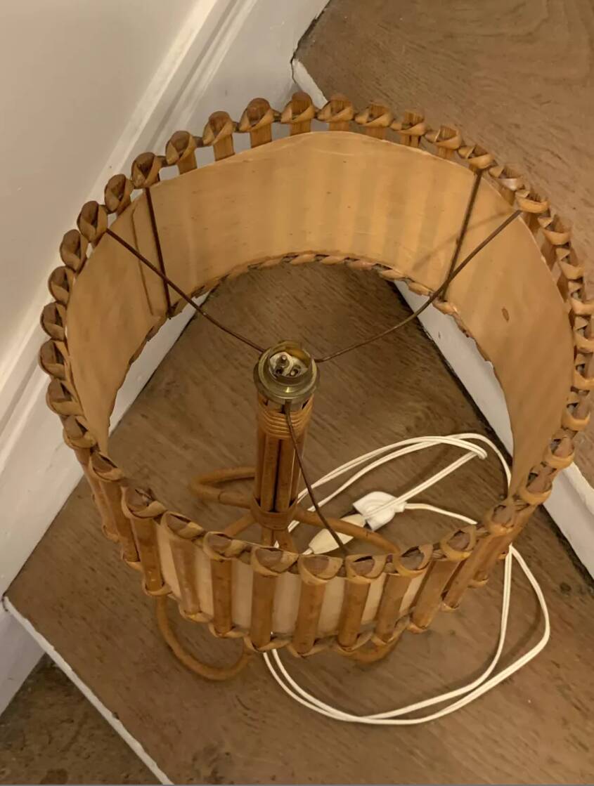 1950s tripod rattan lamp H47