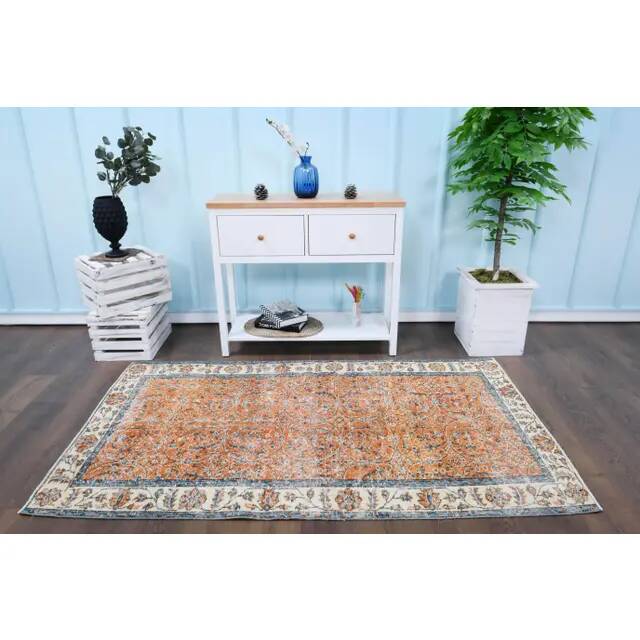 1970s Vintage Turkish Hand-Knotted Area Rug 110x200
