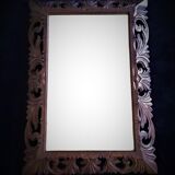 Antique oak mirror carved baroque style