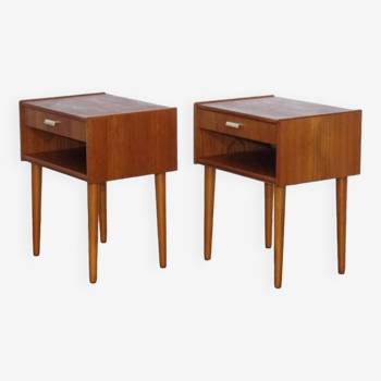 Pair of vintage Scandinavian teak bedside tables 1960