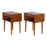 Pair of vintage Scandinavian teak bedside tables 1960