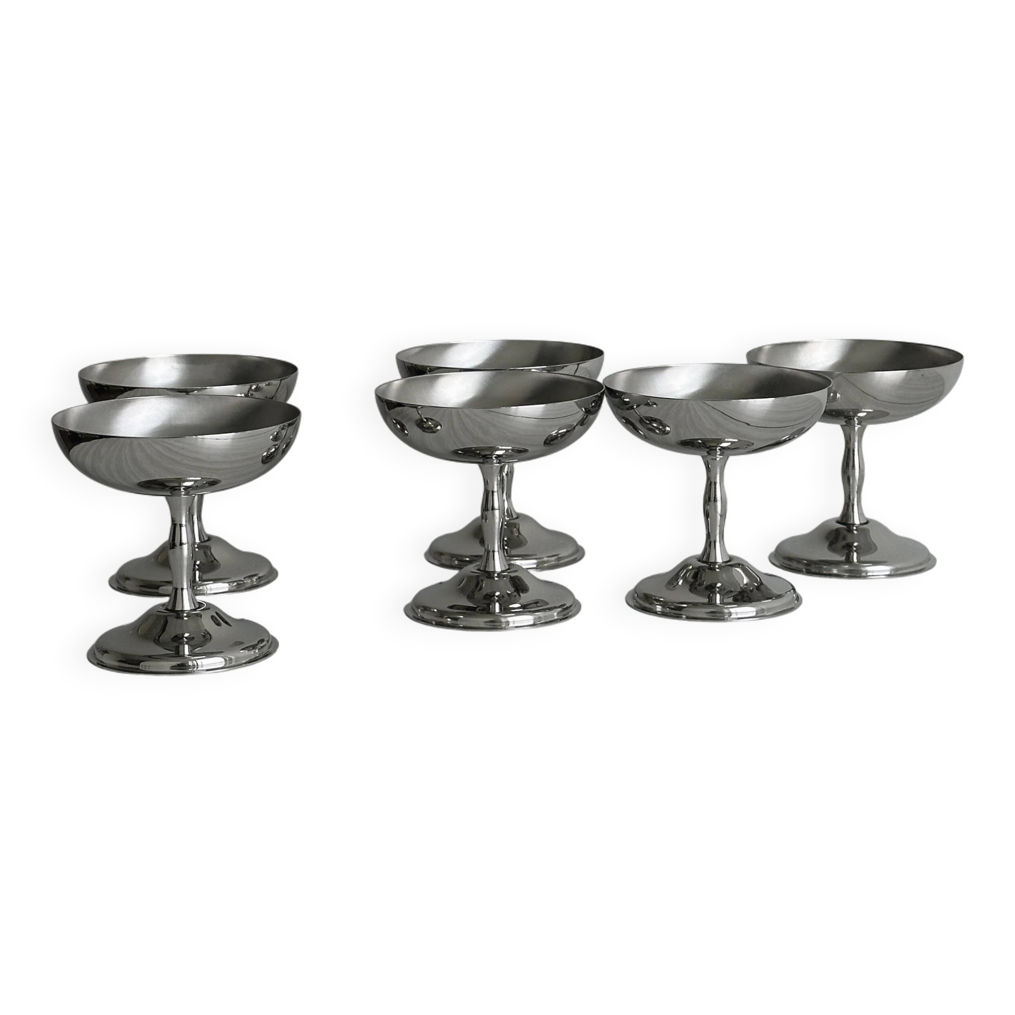 6 stainless steel footed bowls, Letang Remy style