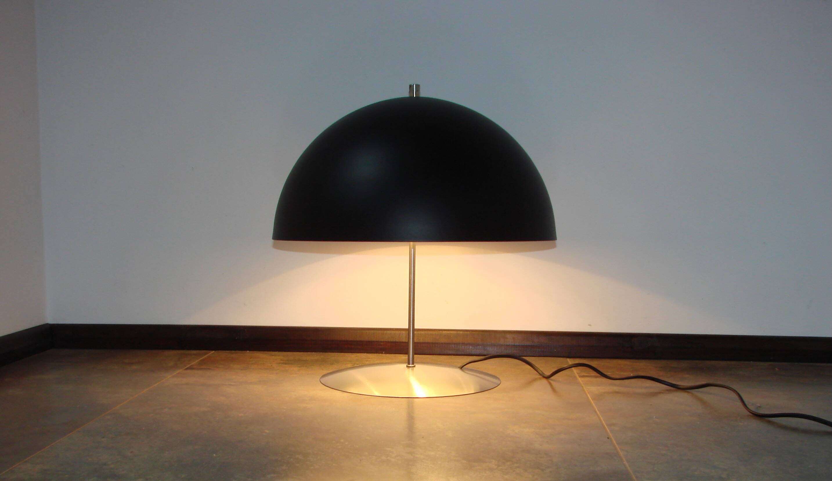 Modern table lamp – 1980s, metal, black shade, 2x E27