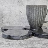 Gabriella – Black Round Natural Marble Coasters - set of 4