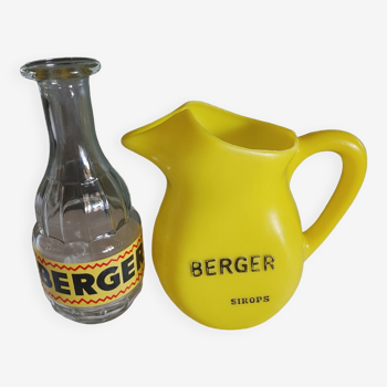 Vintage berger glass carafe & plastic pitcher
