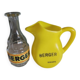 Vintage berger glass carafe & plastic pitcher