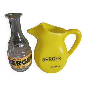 Carafe en verre & pichet en plastique vintage berger