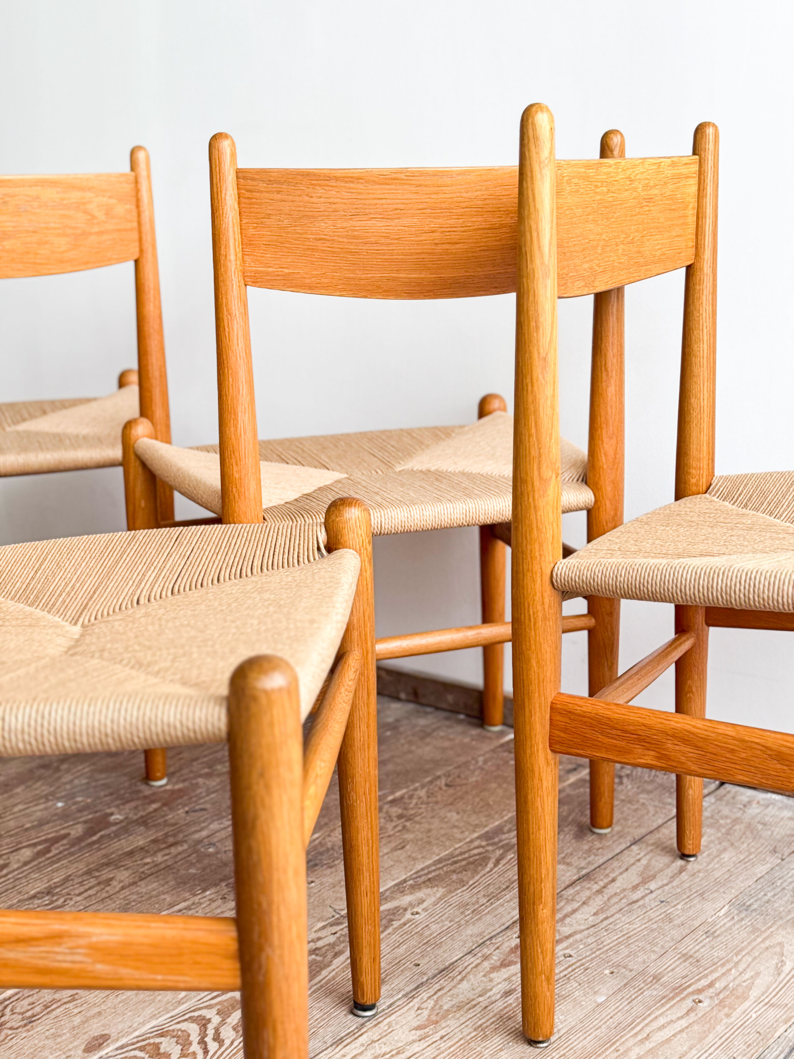 Ensemble de 6 chaises CH36 de Hans J. Wegner en chêne, corde danoise